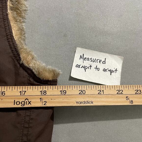 Y2K Gap Reversible Vest Chocolate Brown Faux Fur Womens Size Medium Gilet Boho - Picture 8 of 10
